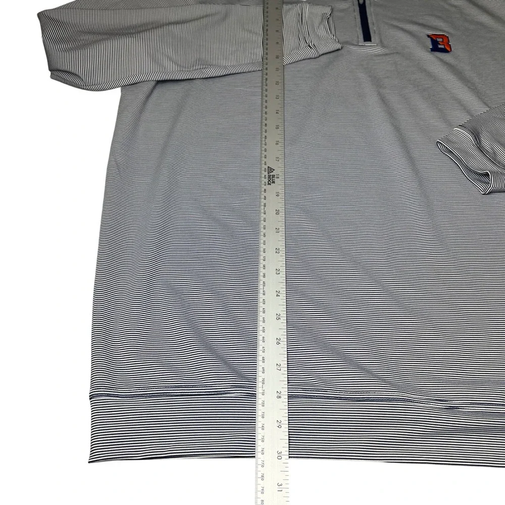 Peter Millar Quarter Zip Pullover Mens XXL Navy White Striped Performance B Logo - Picture 6 of 9